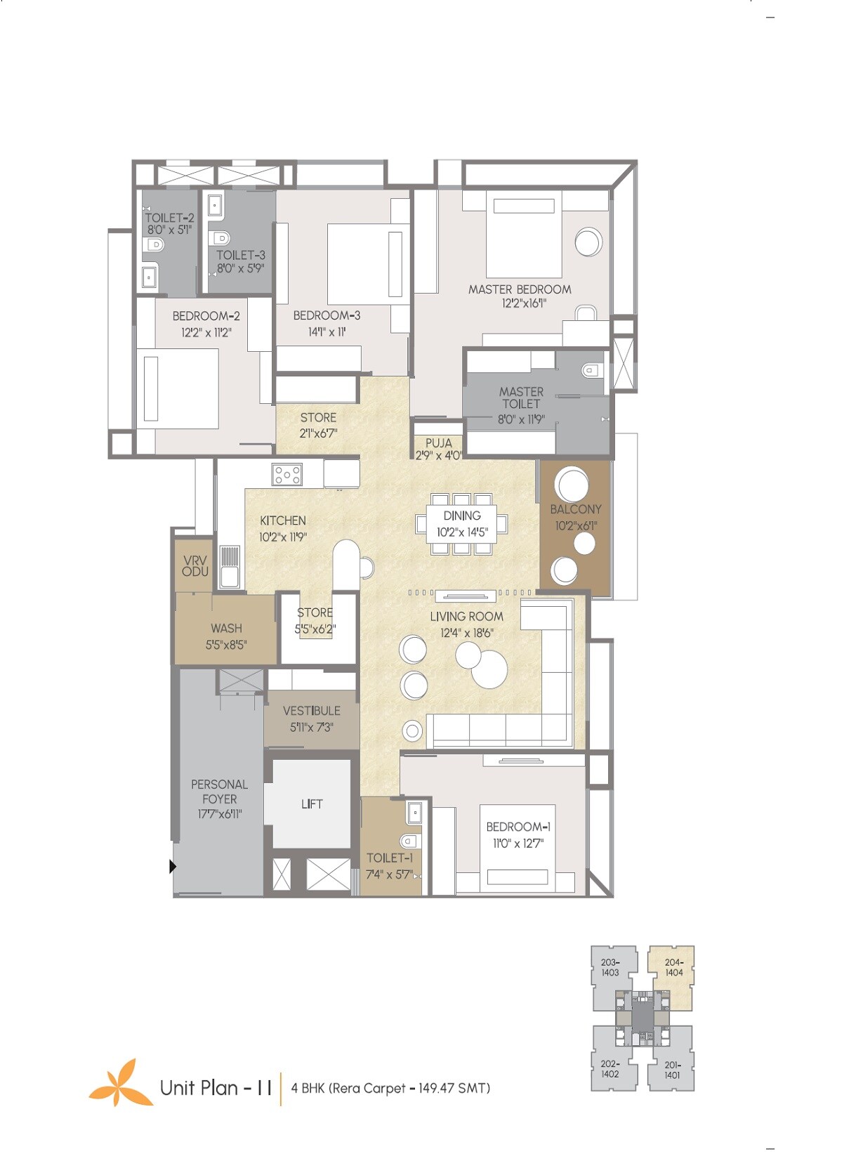 4 BHK 1608 Sq. Ft. Apartment