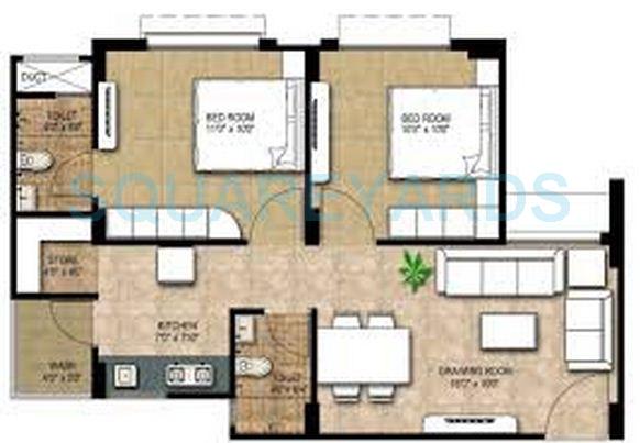 2 BHK 818 Sq. Ft. Apartment