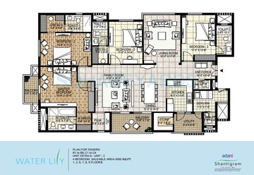  4 BHK Apartment at Adani Shantigram Water Lily, Shantigram – for Rent