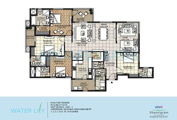  4 BHK Apartment at Adani Shantigram Water Lily, Shantigram – for Rent