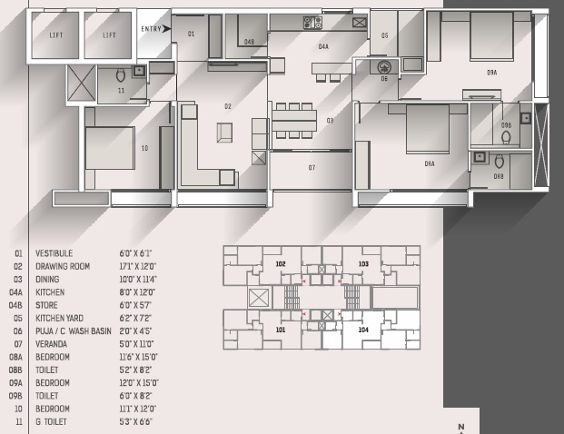 3 BHK 2295 Sq. Ft. Apartment in Addor Cloud 9