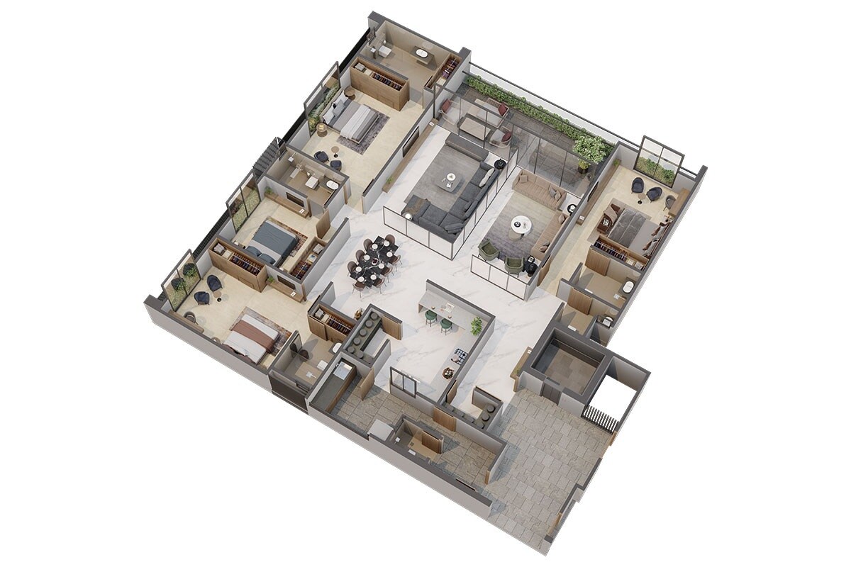 Floor plan of 4 BHK 4159 Sq. Ft. Apartment in Addor The Life, Ahmedabad