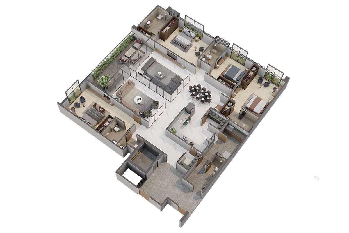 Floor plan of 4 BHK 4693 Sq. Ft. Apartment in Addor The Life, Ahmedabad