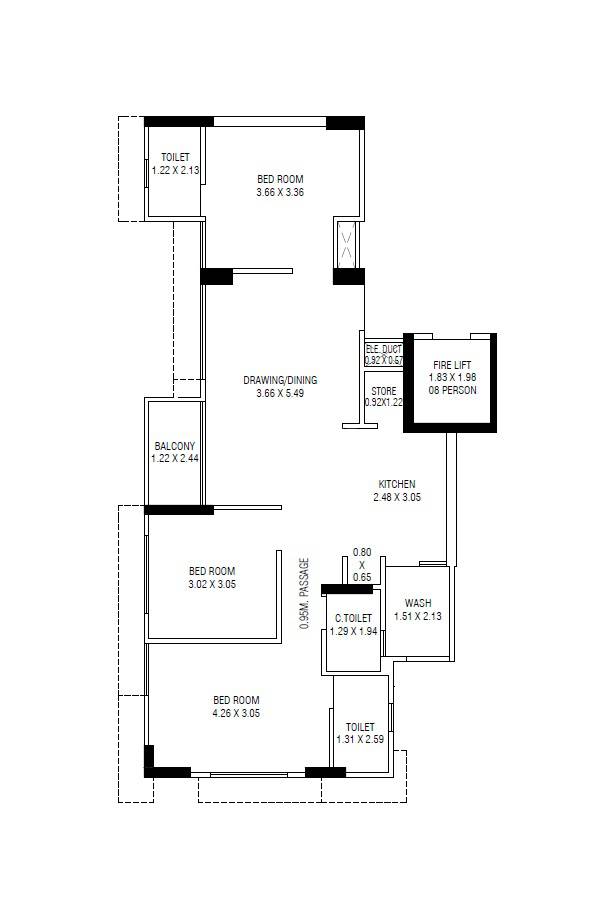 3 BHK 836 Sq. Ft. Apartment in Aditi Shri Hari Sky