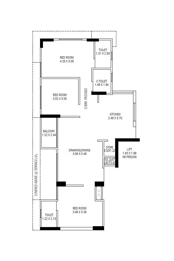 Floor plan of 3 BHK 861 Sq. Ft. Apartment in Aditi Shri Hari Sky, Ahmedabad