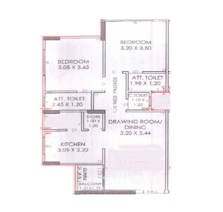 2 BHK 388 Sq. Ft. Apartment in AL Paradise Exotica