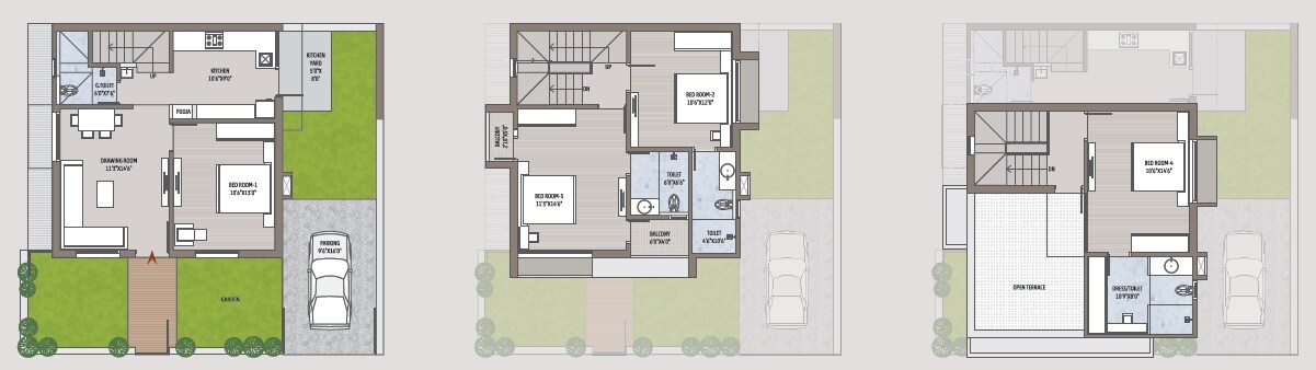 Floor plan of 4 BHK 1492 Sq. Ft. Villa in Alaknanda Param, Ahmedabad
