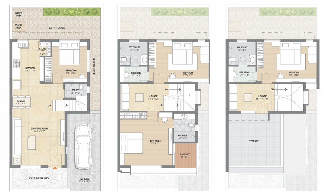 Floor plan of 4 BHK 1803 Sq. Ft. Villa in Ami Elegance, Ahmedabad