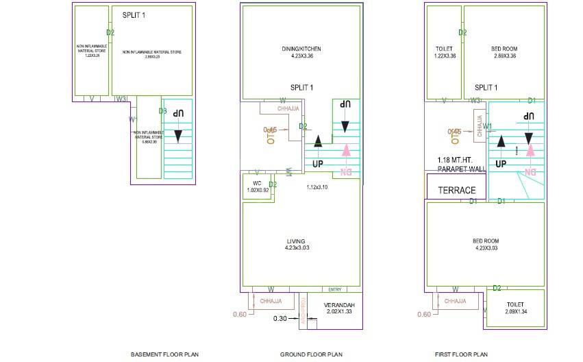 Floor plan of 2 BHK 896 Sq. Ft. Villa in Amrut Om Courtyard, Ahmedabad