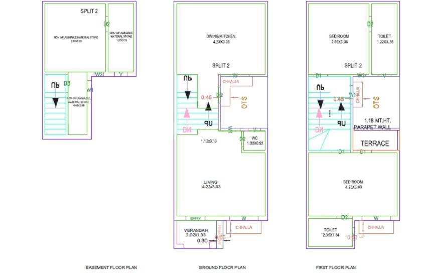Floor plan of 2 BHK 899 Sq. Ft. Villa in Amrut Om Courtyard, Ahmedabad