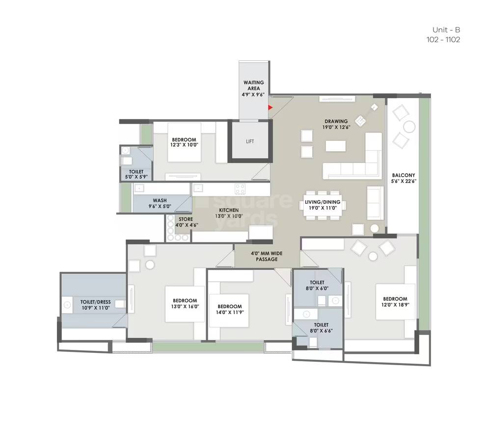 Floor plan of 4 BHK 3810 Sq. Ft. Apartment in Arista Eminence 96, Ahmedabad
