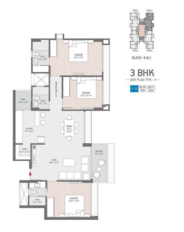 3 BHK 2141 Sq. Ft. Apartment in Avirat Silver Harmony