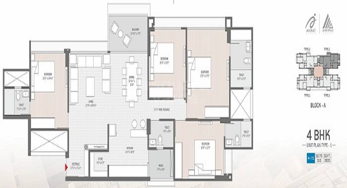 4 BHK 2835 Sq. Ft. Apartment