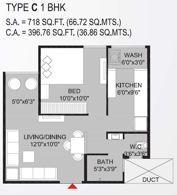 1 BHK 397 Sq. Ft. Apartment in Bakeri Shaunak Apartments