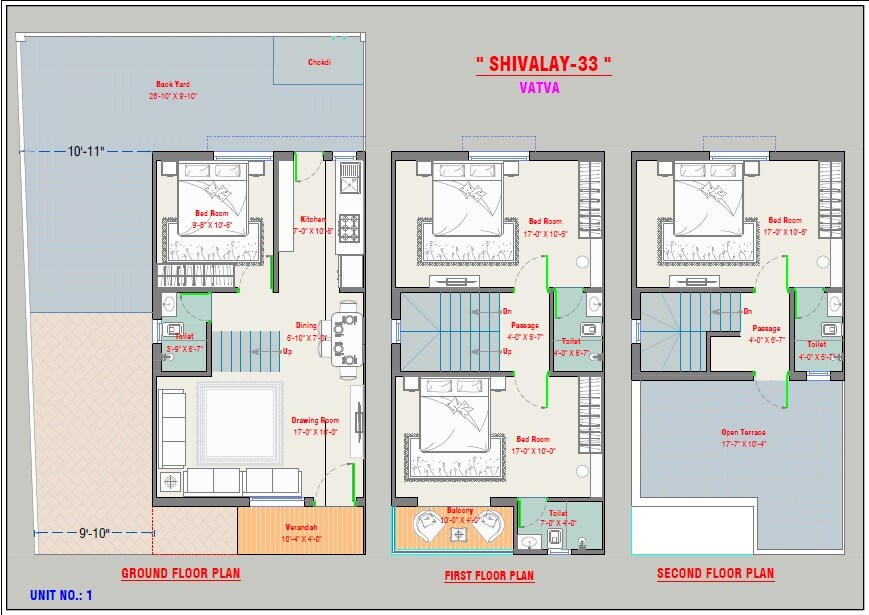 Floor plan of 4 BHK 1512 Sq. Ft. Villa in Bansi Shivalay 33, Ahmedabad