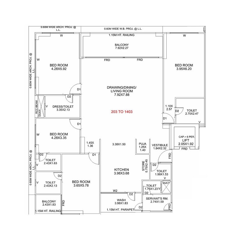 4 BHK 2403 Sq. Ft. Apartment