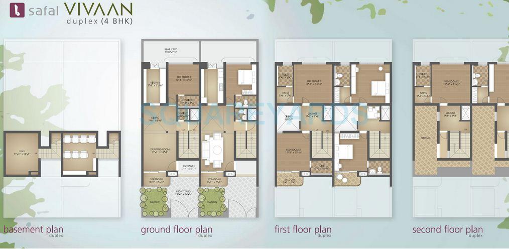 Floor plan of 4 BHK 3159 Sq. Ft. Villa in Bsafal Vivaan, Ahmedabad