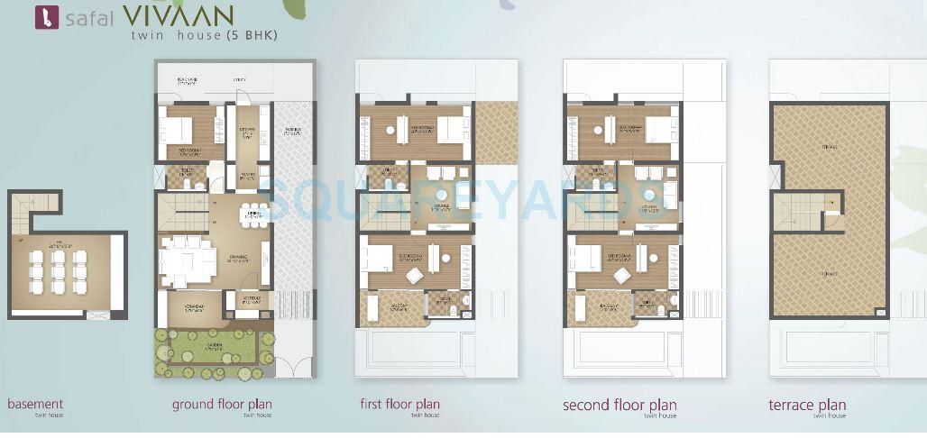 Floor plan of 5 BHK 3690 Sq. Ft. Villa in Bsafal Vivaan, Ahmedabad