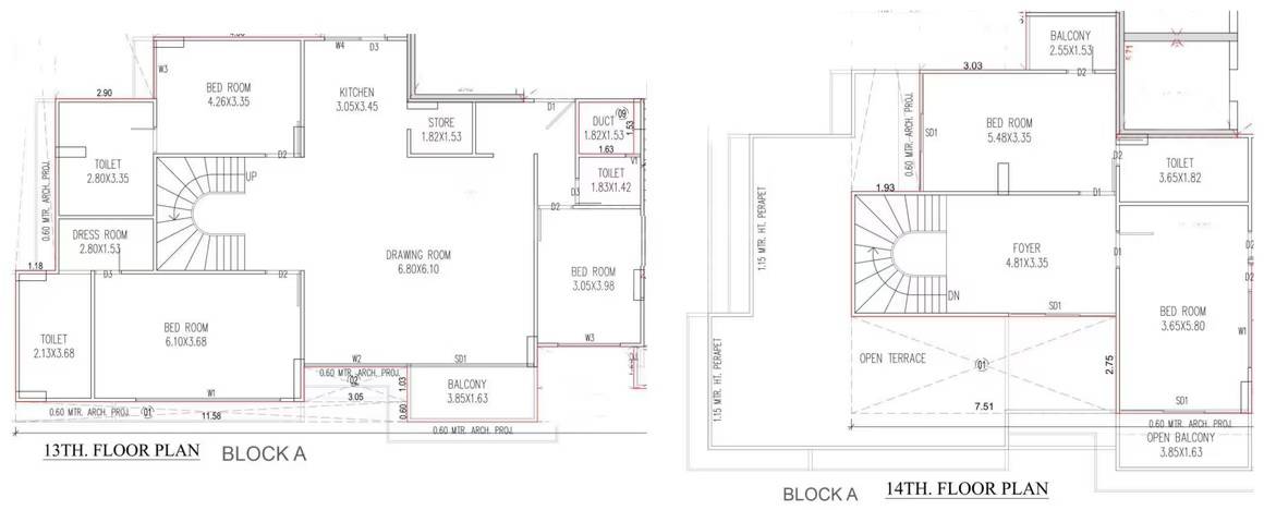 Floor plan of 5 BHK 2568 Sq. Ft. Apartment in Buildcon The One, Ahmedabad
