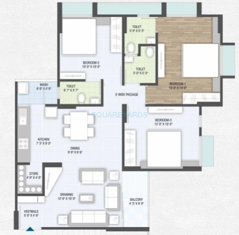 Other, deep-satyadeep-heights 3 Bedroom 1450 Sq.Ft. Apartment In Makarba Ahmedabad 8881290