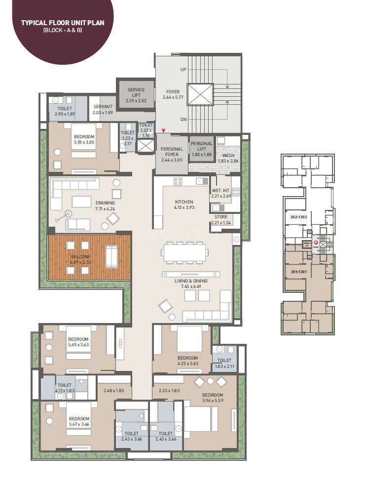 Floor plan of 5 BHK 3147 Sq. Ft. Apartment in Dev Avani Aayam, Ahmedabad