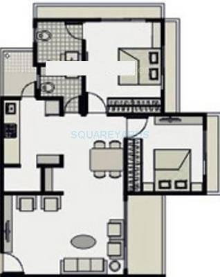 Floor plan of 2 BHK 1305 Sq. Ft. Apartment in Dharmadev Neelkanth Elegance, Ahmedabad