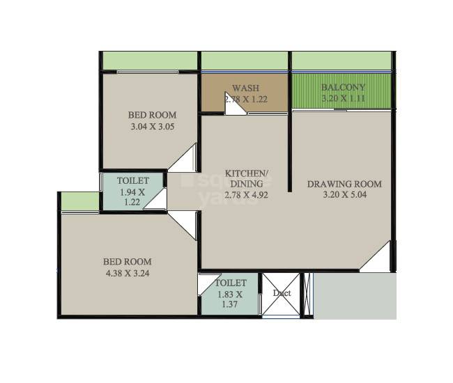 Floor plan of 2 BHK 1444 Sq. Ft. Apartment in Dharmavandana Neelkanth Sky, Ahmedabad