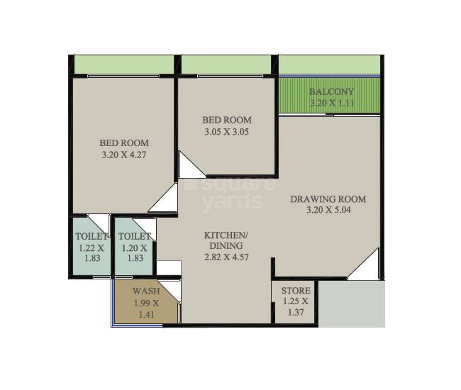 Floor plan of 2 BHK 1460 Sq. Ft. Apartment in Dharmavandana Neelkanth Sky, Ahmedabad