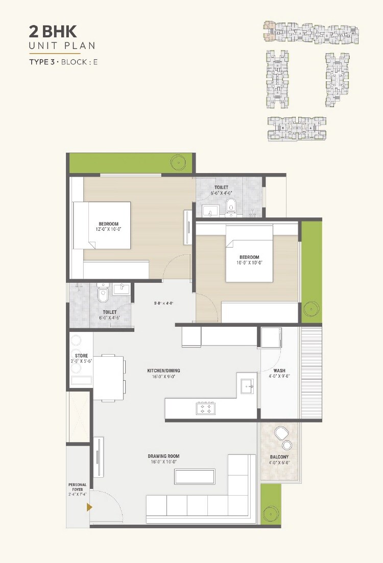 2 BHK 645 Sq. Ft. Apartment