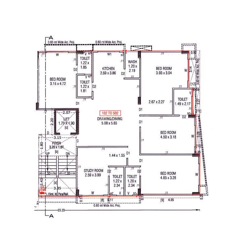 Floor plan of 4 BHK 1389 Sq. Ft. Apartment in Airaavat Divine 10, Ahmedabad