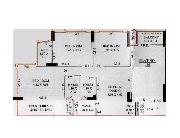 Floor plan of 3 BHK 861 Sq. Ft. Apartment in Empire Skypark, Ahmedabad