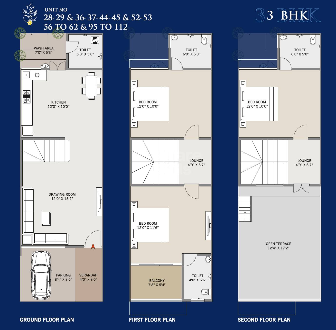 Floor plan of 3 BHK 2358 Sq. Ft. Villa in Gajanan Bunglows, Ahmedabad