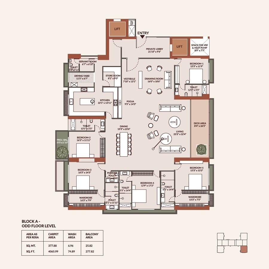 Floor plan of 5 BHK 4066 Sq. Ft. Apartment in Gala Ikebana, Ahmedabad