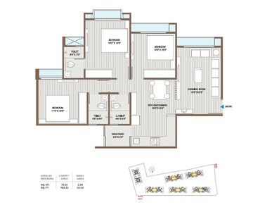  3 BHK Apartment at Gala Orchid Sky, Shela – for Rent