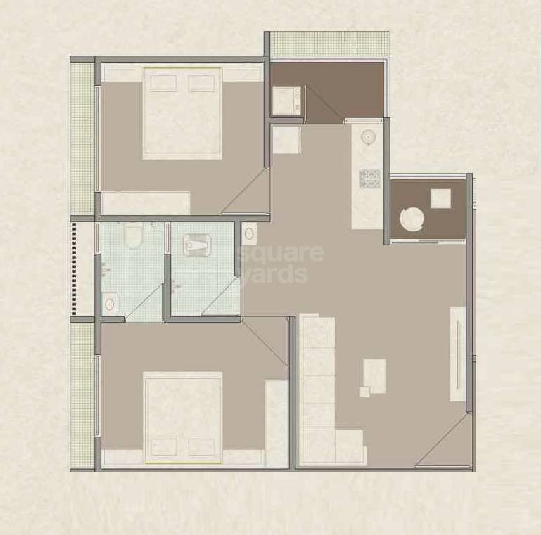 Floor plan of 2 BHK 469 Sq. Ft. Apartment in Ganesh Aaradhana Sky 2, Ahmedabad