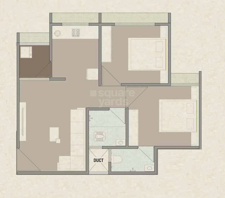 Floor plan of 2 BHK 484 Sq. Ft. Apartment in Ganesh Aaradhana Sky 2, Ahmedabad