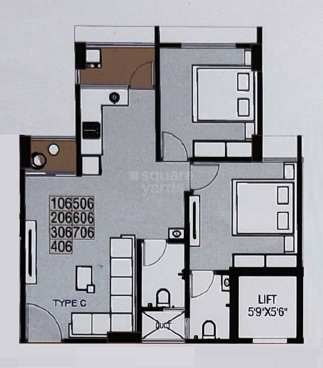 Floor plan of 2 BHK 448 Sq. Ft. Apartment in Ganesh Aaradhana Sky, Ahmedabad