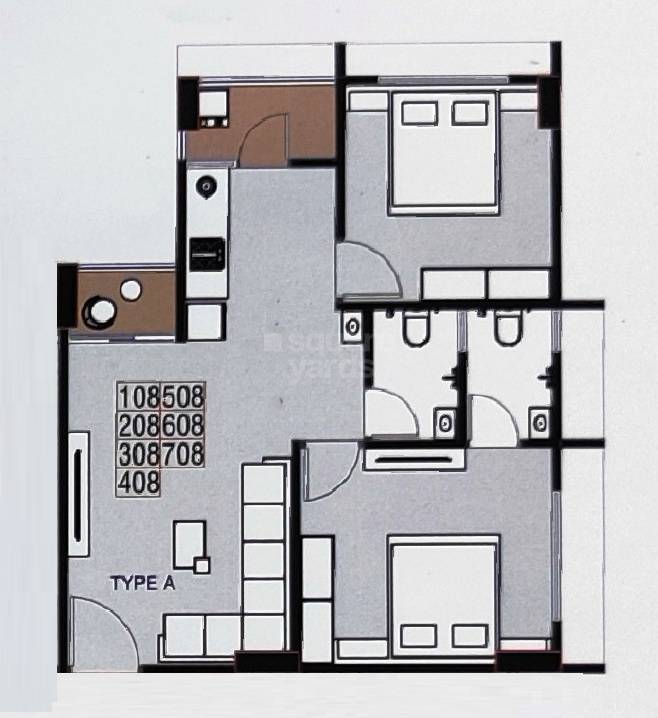 Floor plan of 2 BHK 529 Sq. Ft. Apartment in Ganesh Aaradhana Sky, Ahmedabad