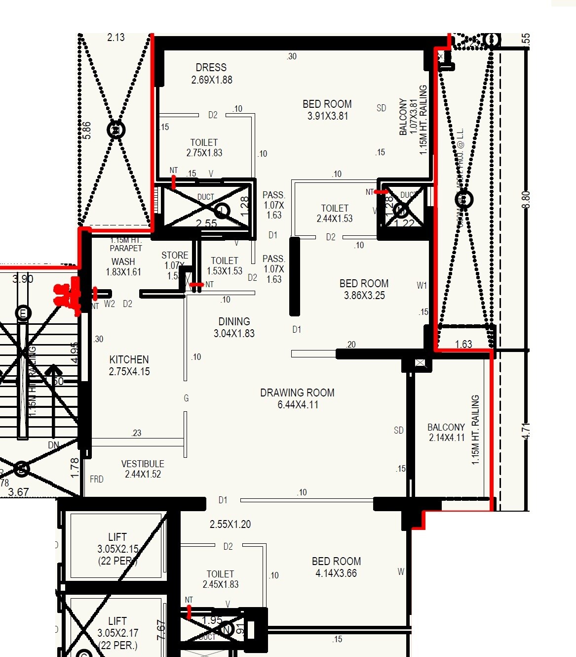 3 BHK 1538 Sq. Ft. Apartment