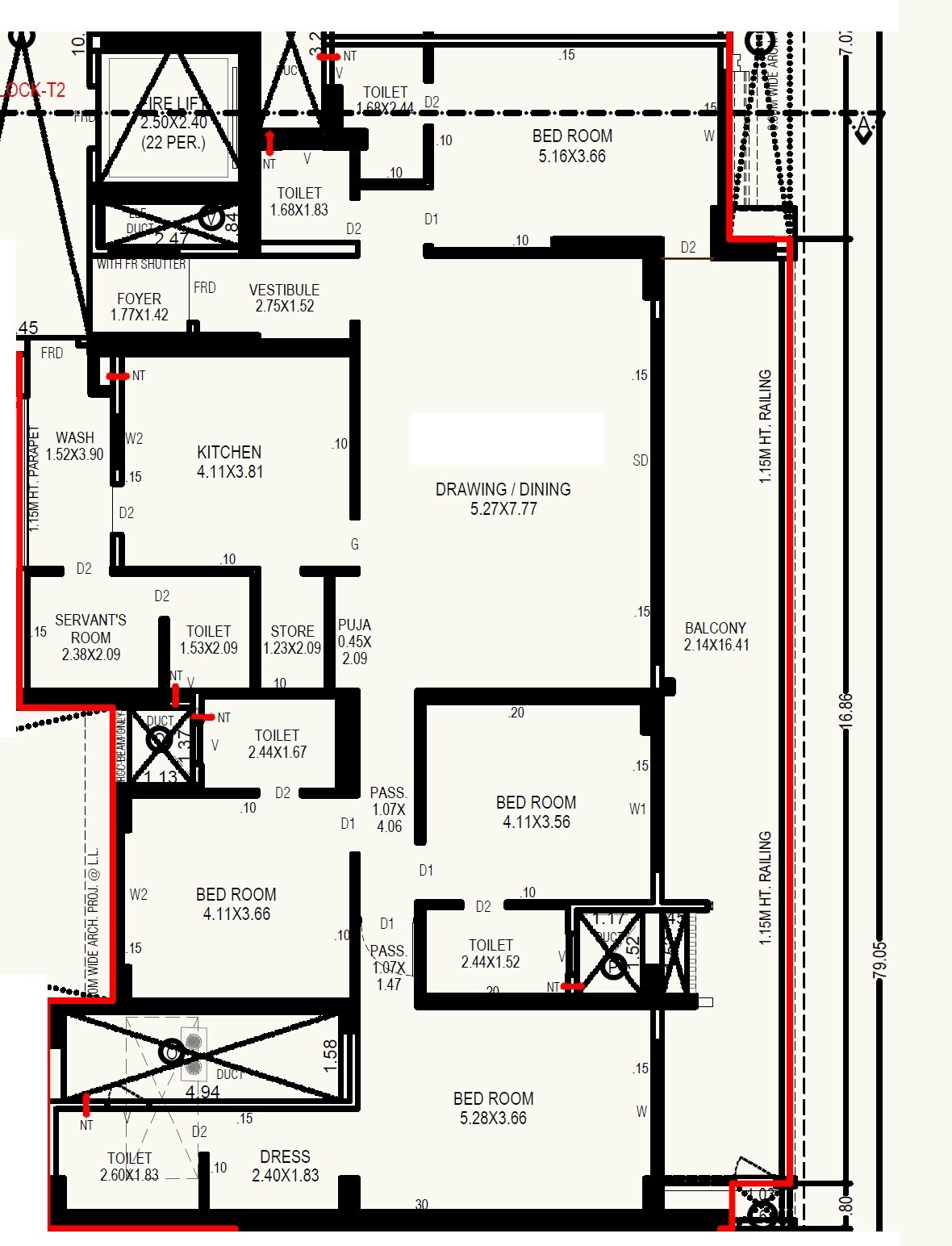 Floor plan of 4 BHK 2334 Sq. Ft. Apartment in Godrej Altus, Ahmedabad