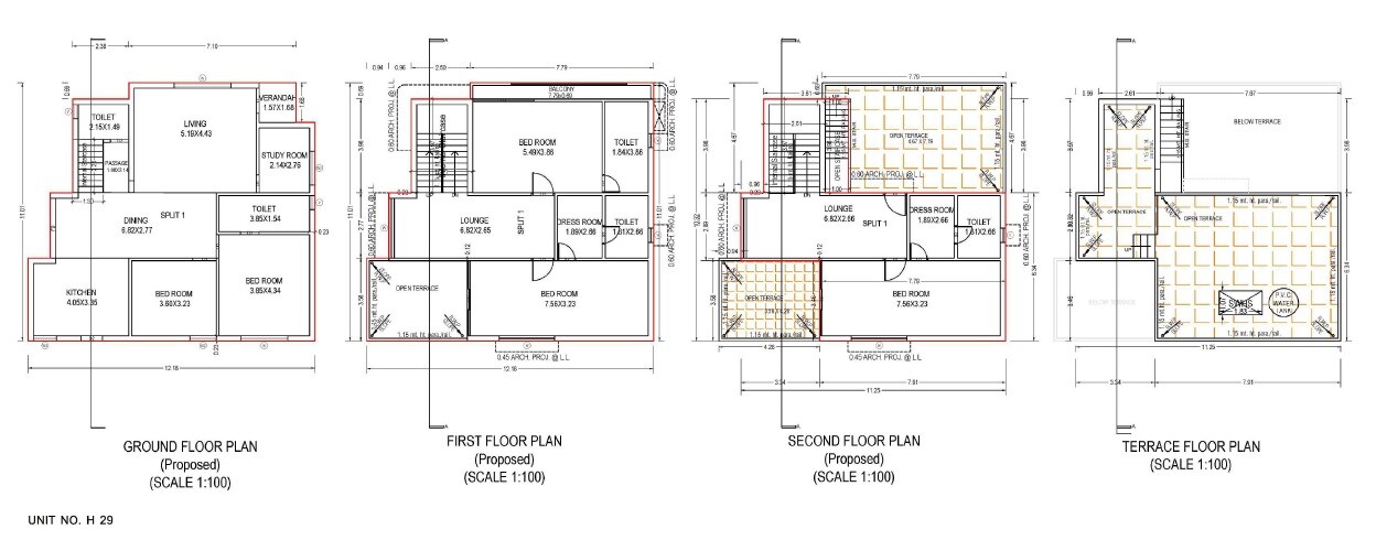 Floor plan of 5 BHK 2638 Sq. Ft. Villa in Gokulam Imperia, Ahmedabad