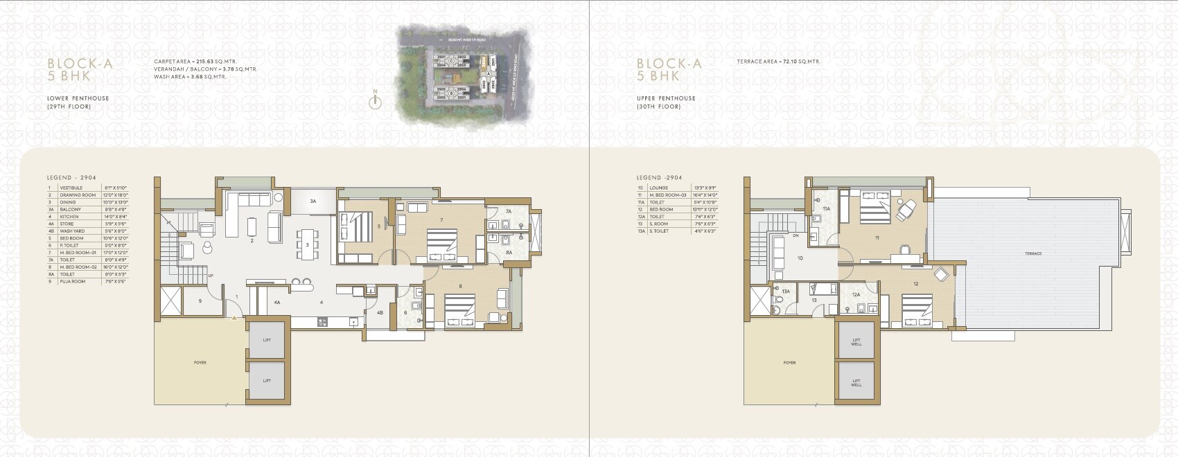 Floor plan of 5 BHK 2321 Sq. Ft. Penthouse in Goyal Orchid Gold, Ahmedabad
