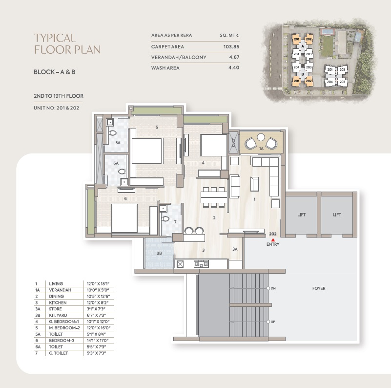 3 BHK 1118 Sq. Ft. Apartment in Goyal Orchid Regal