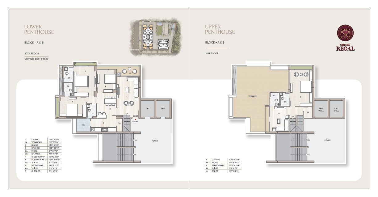 Floor plan of 4 BHK 1205 Sq. Ft. Penthouse in Goyal Orchid Regal, Ahmedabad