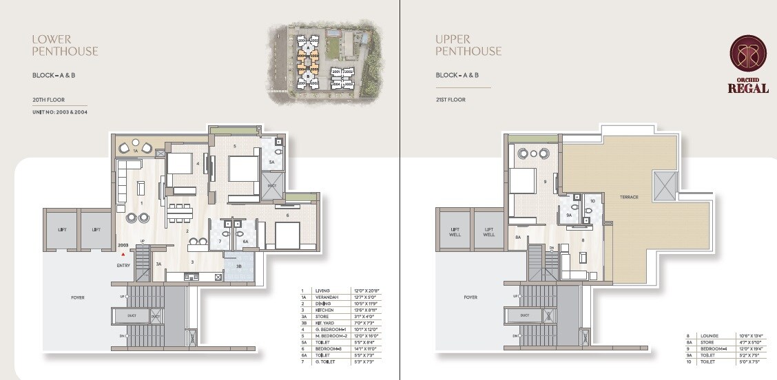 Floor plan of 4 BHK 1226 Sq. Ft. Penthouse in Goyal Orchid Regal, Ahmedabad