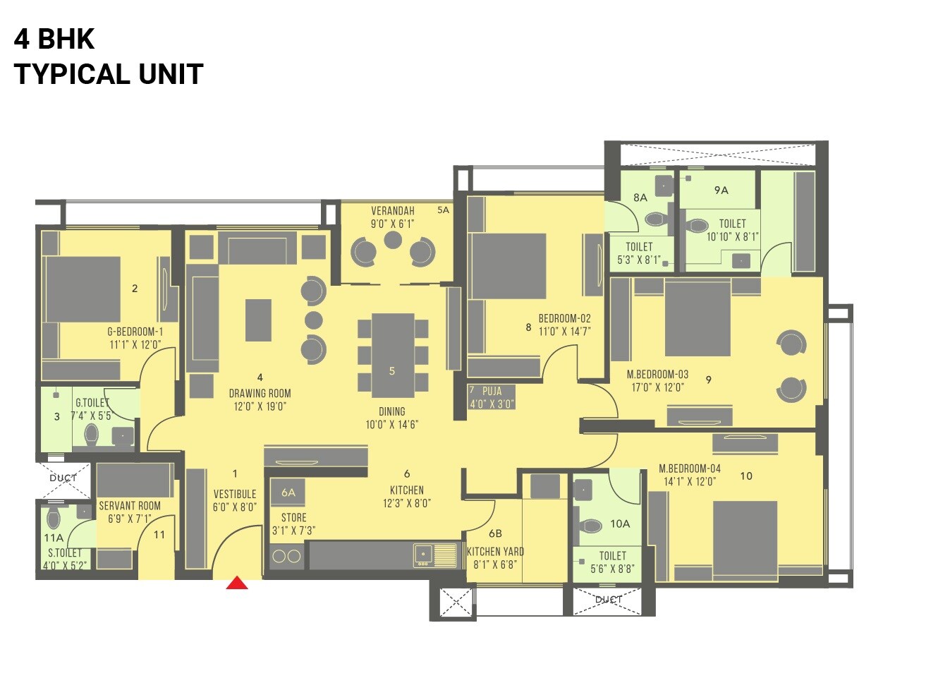 4 BHK 3291 Sq. Ft. Apartment