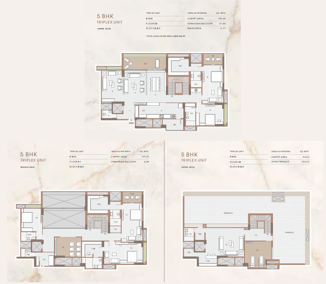 Floor plan of 5 BHK 11400 Sq. Ft. Apartment in Goyal Riviera Majestica, Ahmedabad