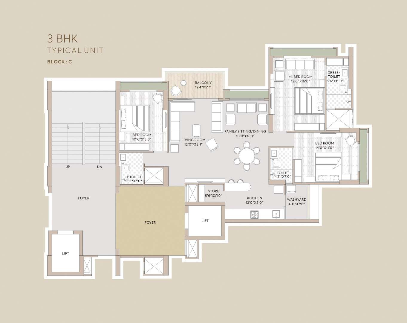3 BHK 2398 Sq. Ft. Apartment in Goyal Riviera Prestige