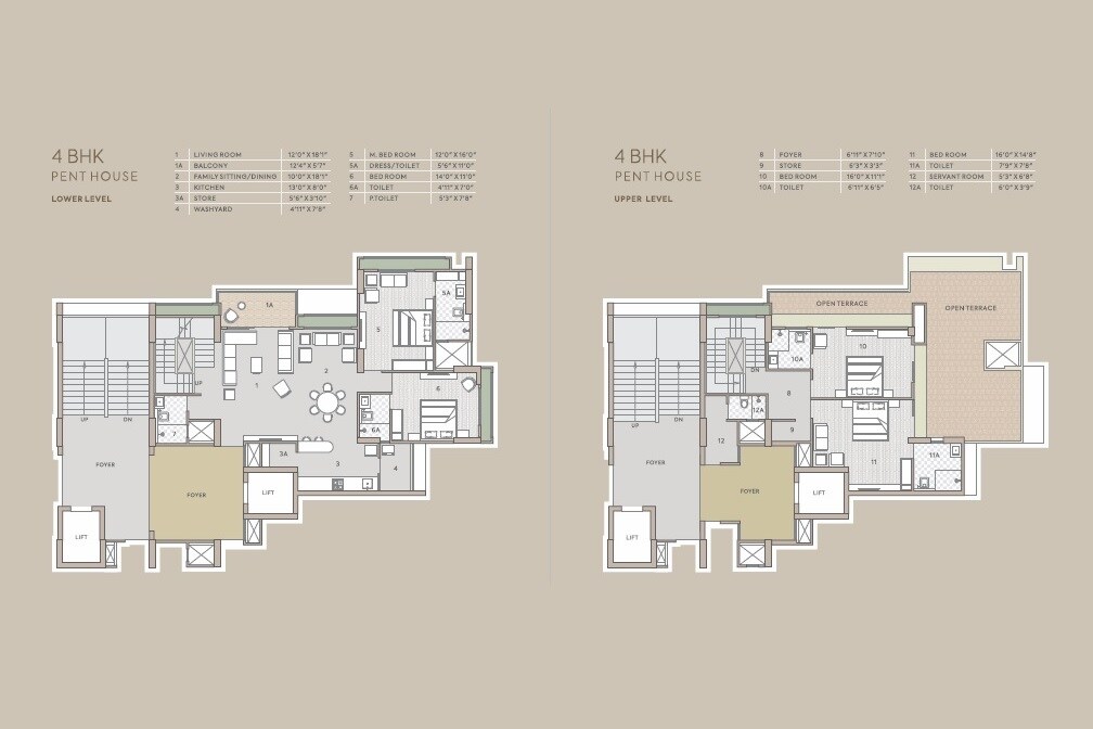 Floor plan of 4 BHK 4275 Sq. Ft. Penthouse in Goyal Riviera Prestige, Ahmedabad