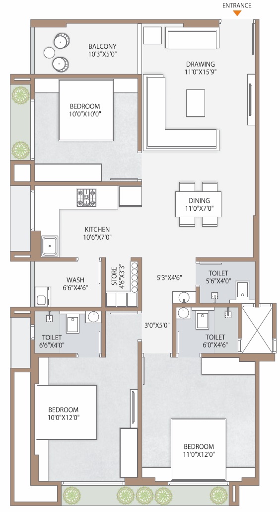 3 BHK 711 Sq. Ft. Apartment in Gunatit Antilia One